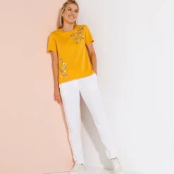 T-Shirt En Topje<Blancheporte T-shirt met korte mouwen en vlinderprint honing