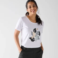 T-Shirt En Topje<Blancheporte T-shirt met korte mouwen en geplaatste print wit