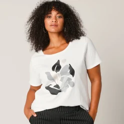 T-Shirt En Topje<Blancheporte T-shirt met korte mouwen en geplaatste print wit
