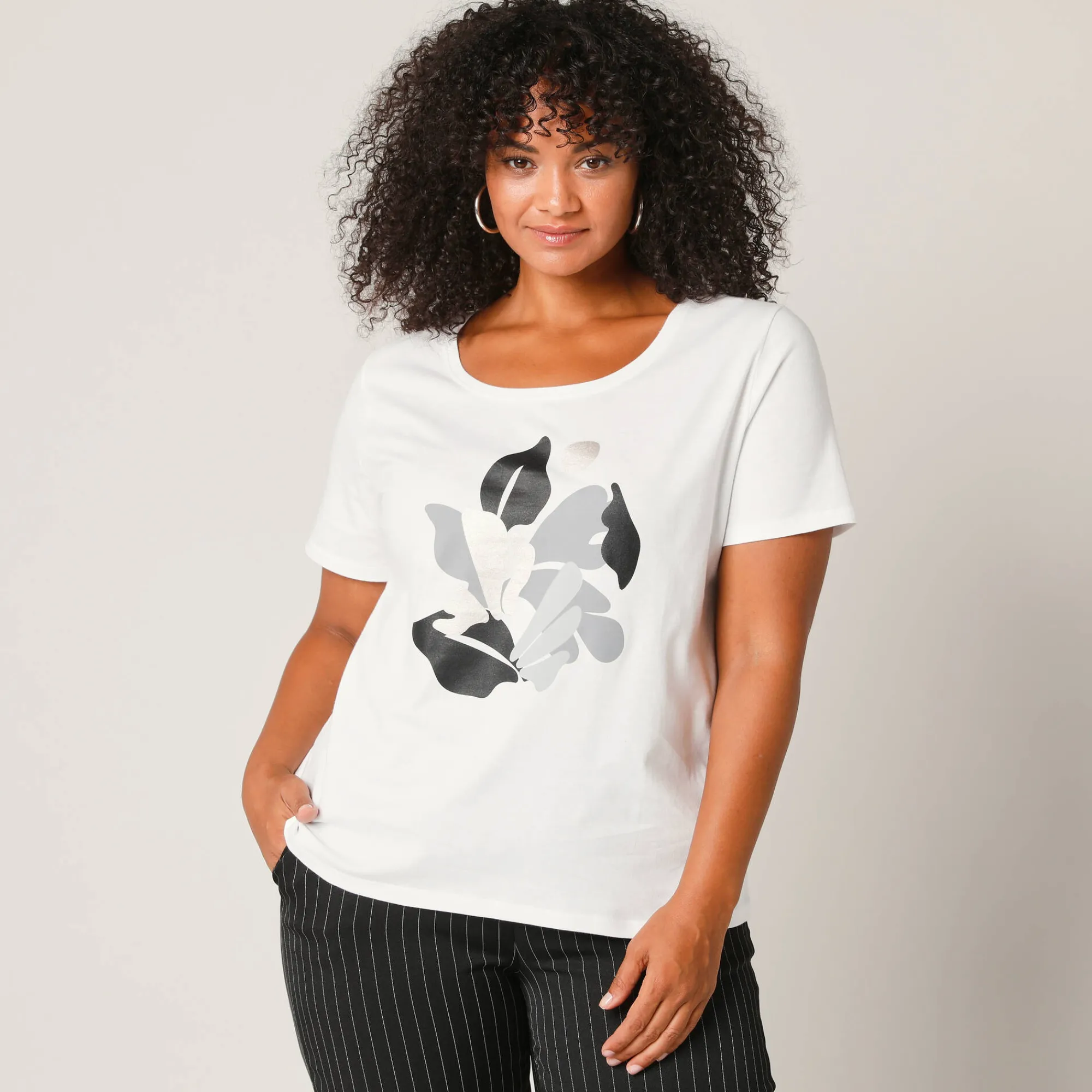T-Shirt En Topje<Blancheporte T-shirt met korte mouwen en geplaatste print wit