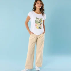 T-Shirt En Topje<Blancheporte T-shirt met korte mouwen en geplaatste print, Kleine Lengtes wit