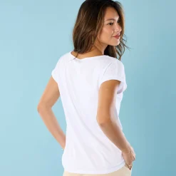 T-Shirt En Topje<Blancheporte T-shirt met korte mouwen en geplaatste print, Kleine Lengtes wit