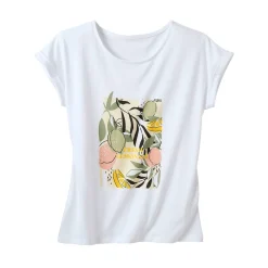 T-Shirt En Topje<Blancheporte T-shirt met korte mouwen en geplaatste print, Kleine Lengtes wit