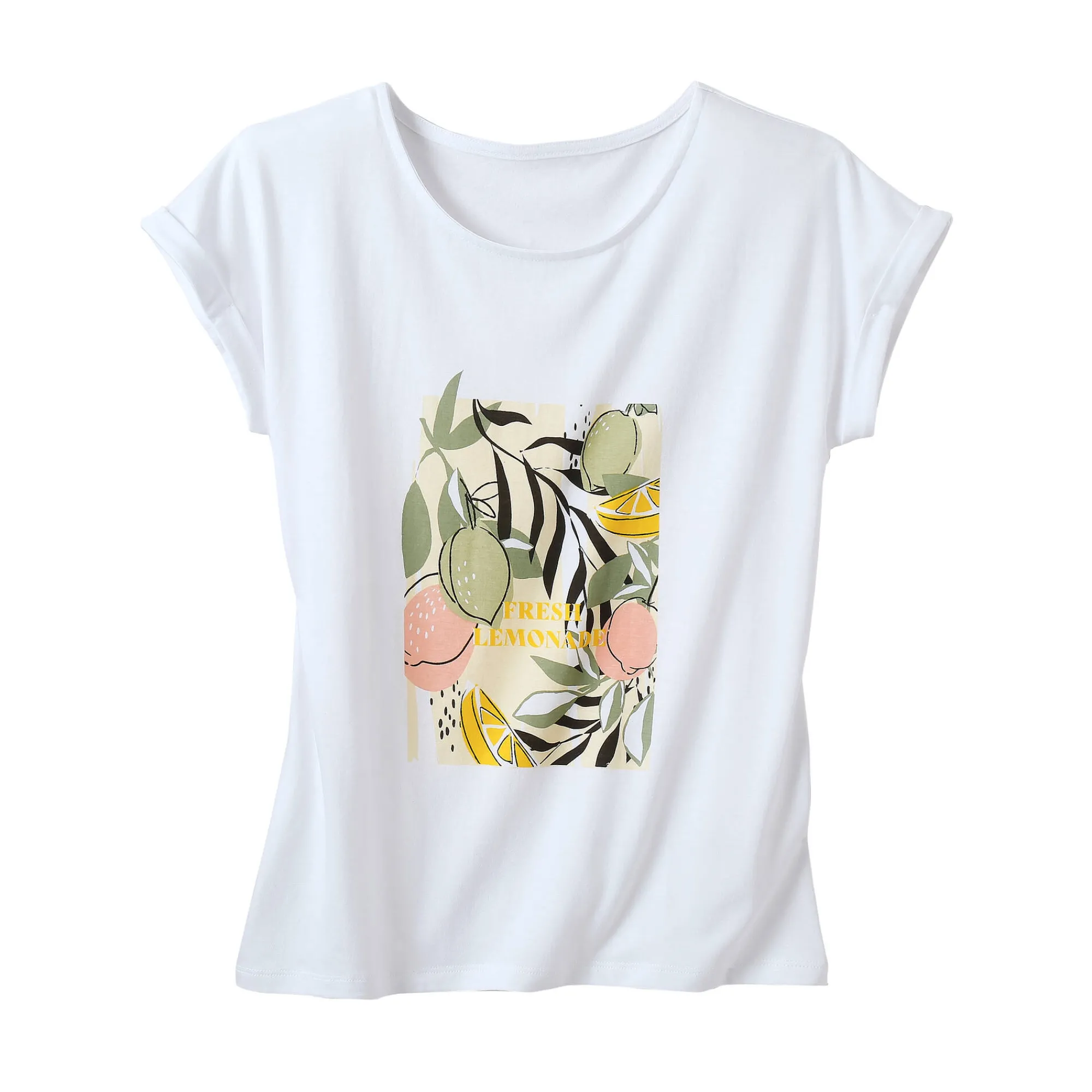 T-Shirt En Topje<Blancheporte T-shirt met korte mouwen en geplaatste print, Kleine Lengtes wit