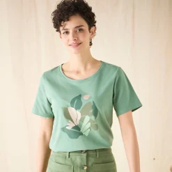 T-Shirt En Topje<Blancheporte T-shirt met korte mouwen en geplaatste print lindegroen