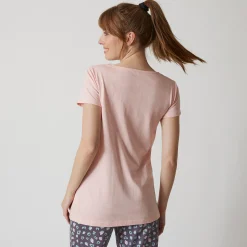 Pyjama<Blancheporte T-shirt met korte mouwen in effen katoen geplaatste "Beautiful" print roze