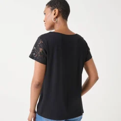 T-Shirt En Topje<Blancheporte T-shirt met korte mouwen in kant zwart