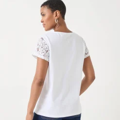 T-Shirt En Topje<Blancheporte T-shirt met korte mouwen in kant wit