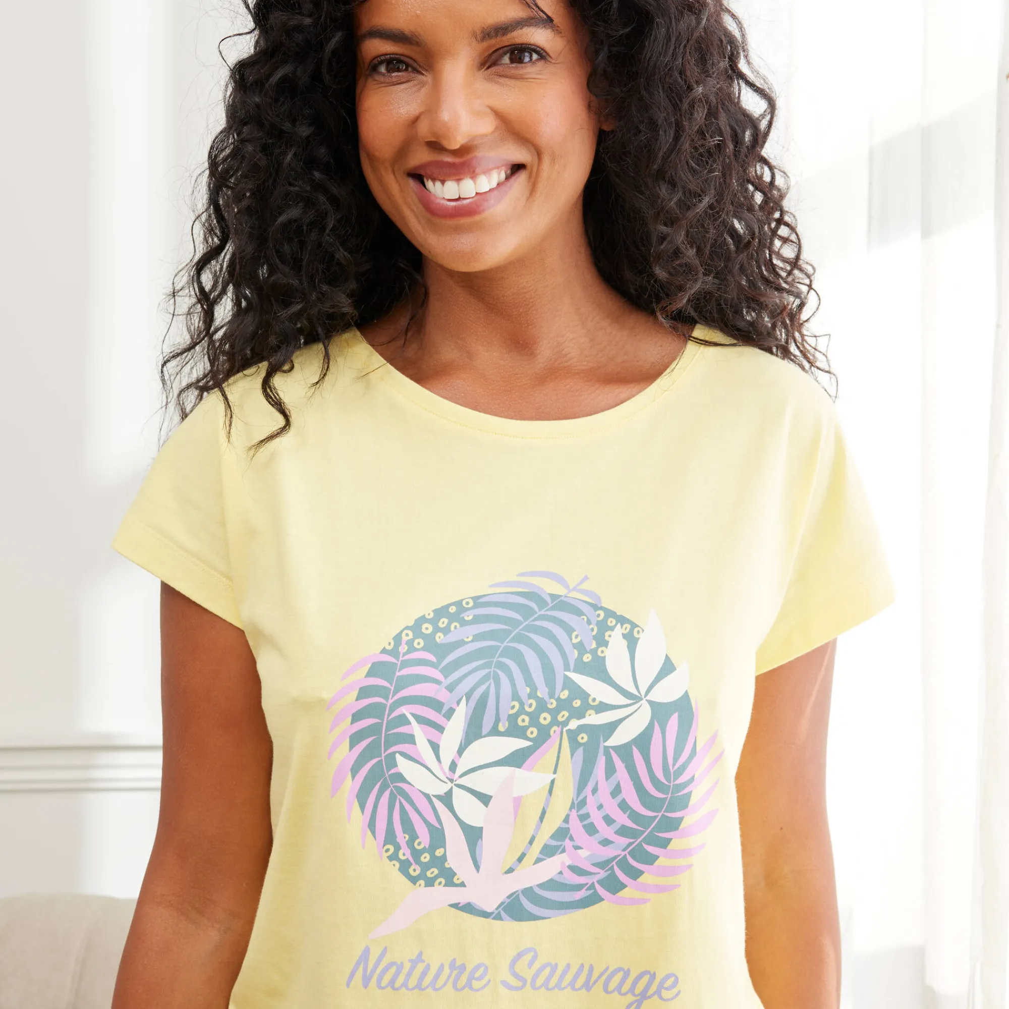 Pyjama<Blancheporte T-shirt met korte mouwen "Nature Sauvage" geel