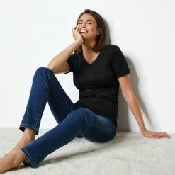 Thermisch Ondergoed<Blancheporte T-shirt met korte mouwen, 'tweede huid'-warmte en kanten details zwart