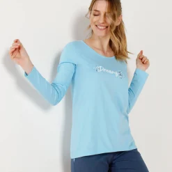 Pyjama<Blancheporte T-shirt met lange mouwen - turkoois
