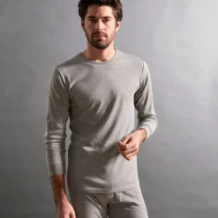 Ondergoed<Thermoperle T-shirt met lange mouwen en lang rugpand - herenondergoed, set van 2 chiné grijs