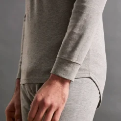 Ondergoed<Thermoperle T-shirt met lange mouwen en lang rugpand - herenondergoed, set van 2 chiné grijs