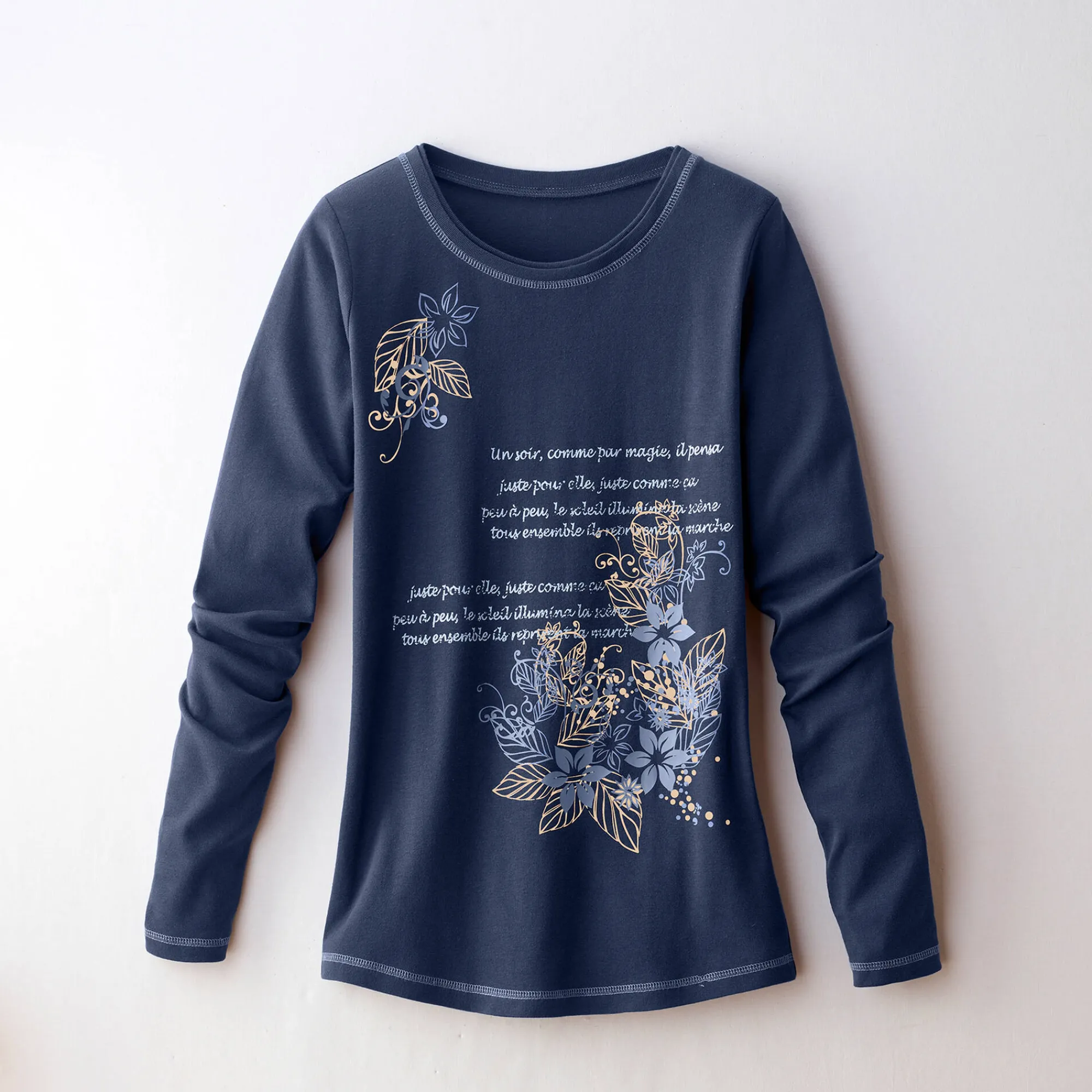 T-Shirt En Topje<Blancheporte T-shirt met lange mouwen en bloemenprint marine