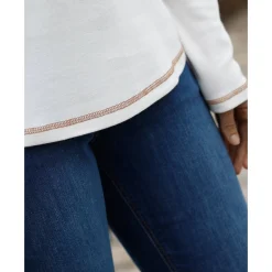 T-Shirt En Topje<Blancheporte T-shirt met lange mouwen en bloemenprint ecru / hazelnootbruin