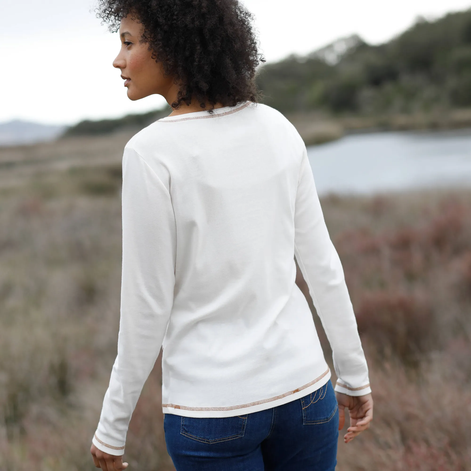 T-Shirt En Topje<Blancheporte T-shirt met lange mouwen en bloemenprint ecru / hazelnootbruin
