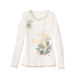 T-Shirt En Topje<Blancheporte T-shirt met lange mouwen en bloemenprint ecru / hazelnootbruin