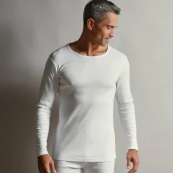 Ondergoed<Thermoperle T-shirt met lange mouwen en lang rugpand - herenondergoed, set van 2 wit