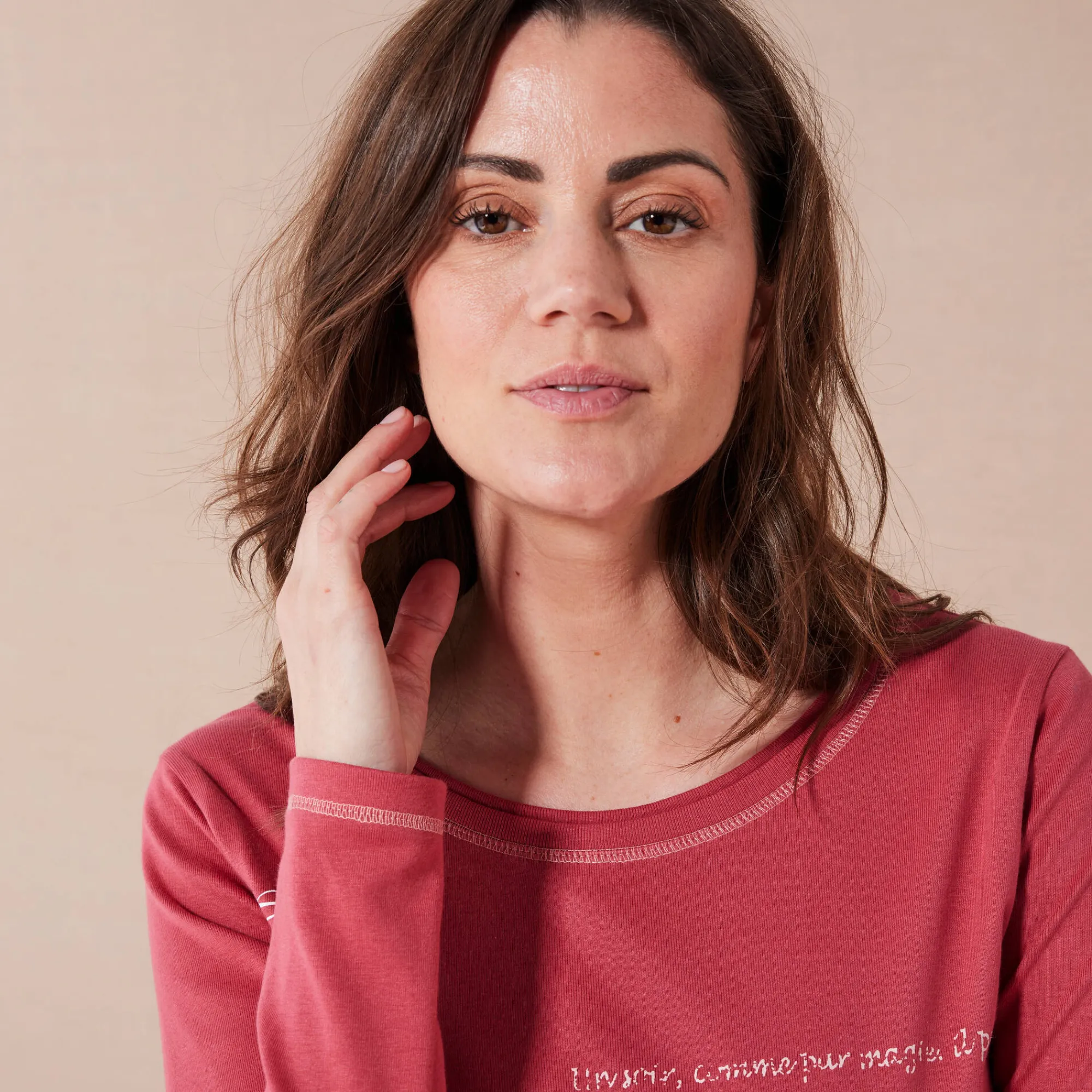 T-Shirt En Topje<Blancheporte T-shirt met lange mouwen en bloemenprint kersenrood