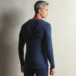 Ondergoed<Thermoperle T-shirt met lange mouwen en lang rugpand - herenondergoed, set van 2 marine
