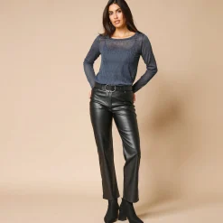T-Shirt En Topje<Blancheporte T-shirt met lange mouwen, fantasie nettricot antracietgrijs