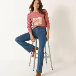 T-Shirt En Topje<Blancheporte T-shirt met lange mouwen, glanzende print grijsroze
