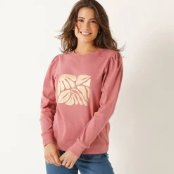T-Shirt En Topje<Blancheporte T-shirt met lange mouwen, glanzende print grijsroze