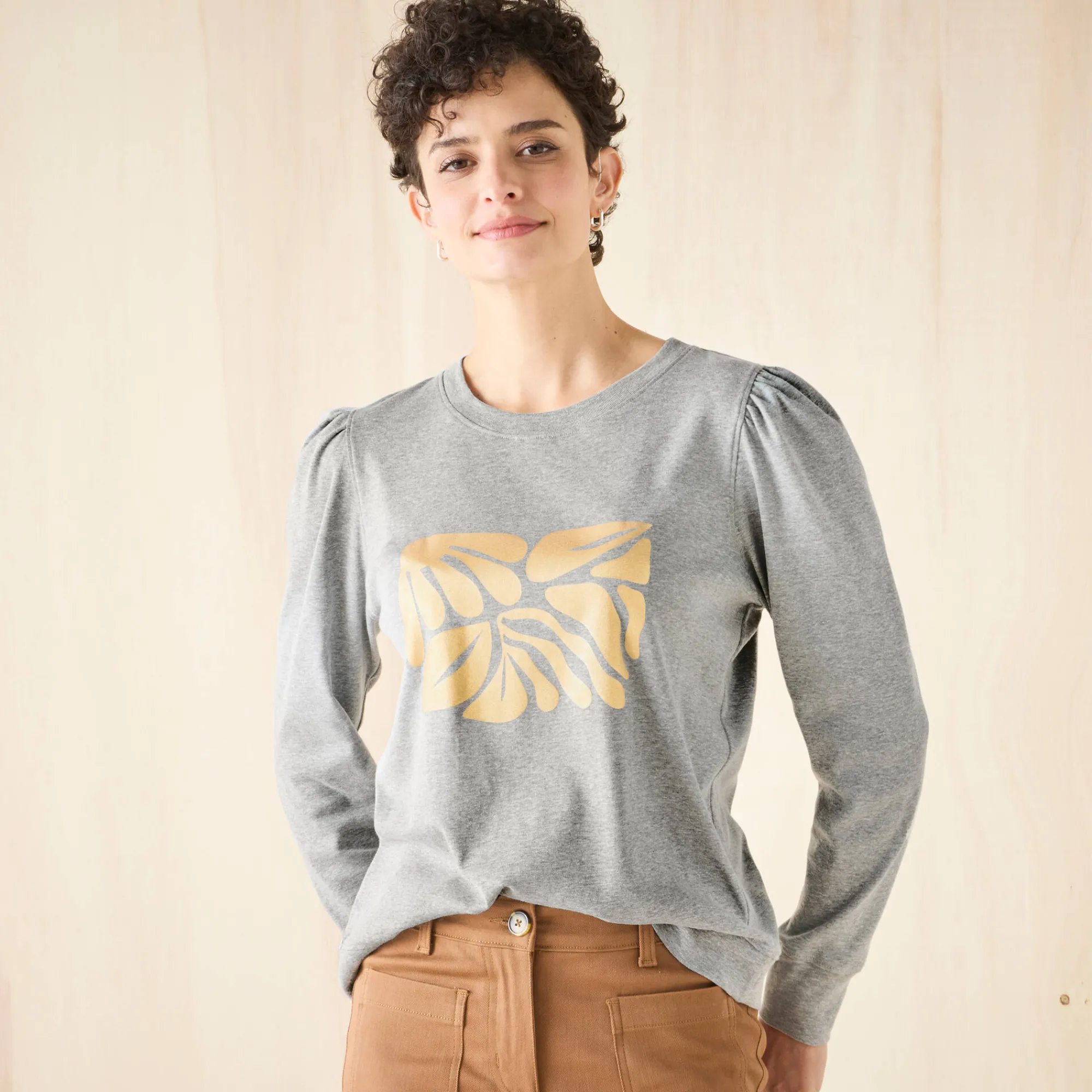 T-Shirt En Topje<Blancheporte T-shirt met lange mouwen, glanzende print chiné grijs