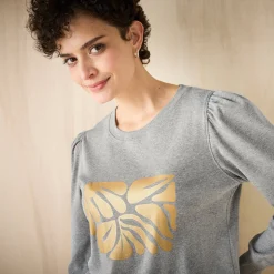 T-Shirt En Topje<Blancheporte T-shirt met lange mouwen, glanzende print chiné grijs