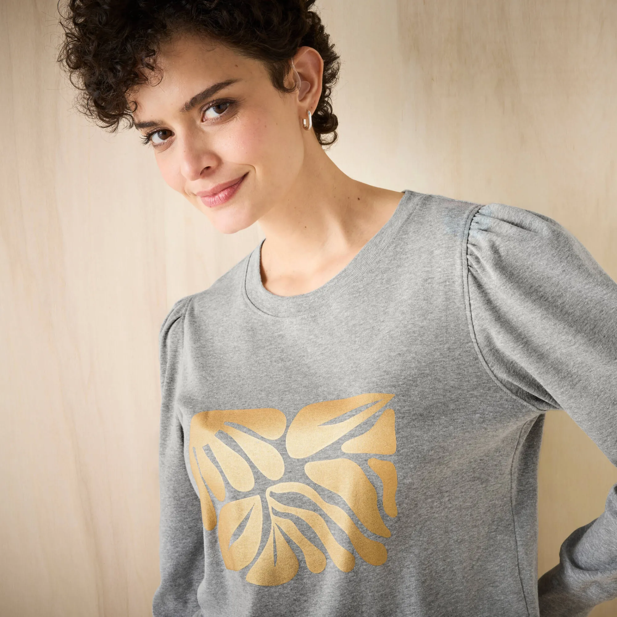 T-Shirt En Topje<Blancheporte T-shirt met lange mouwen, glanzende print chiné grijs