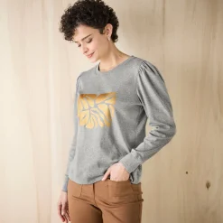 T-Shirt En Topje<Blancheporte T-shirt met lange mouwen, glanzende print chiné grijs