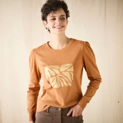 T-Shirt En Topje<Blancheporte T-shirt met lange mouwen, glanzende print karamel