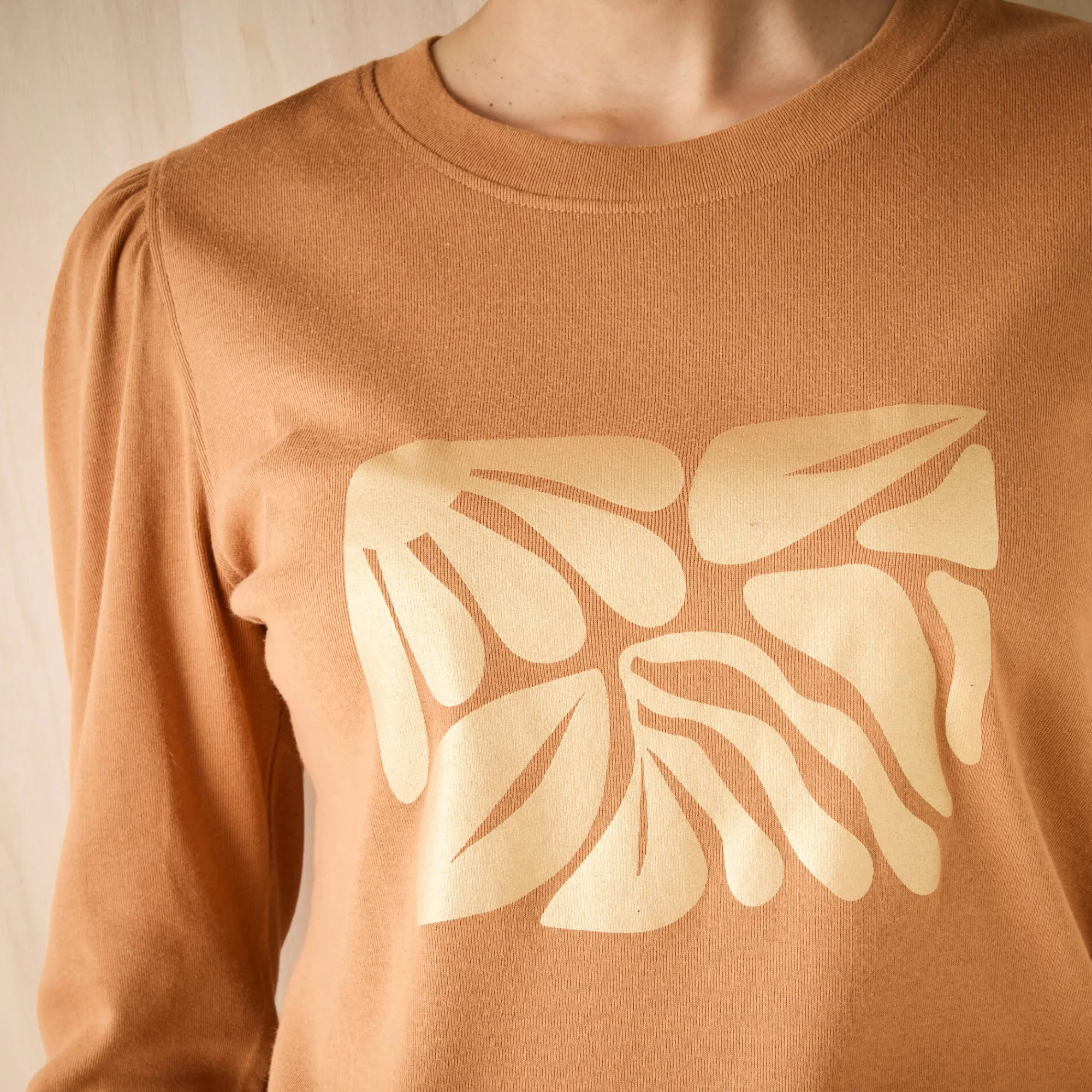 T-Shirt En Topje<Blancheporte T-shirt met lange mouwen, glanzende print karamel