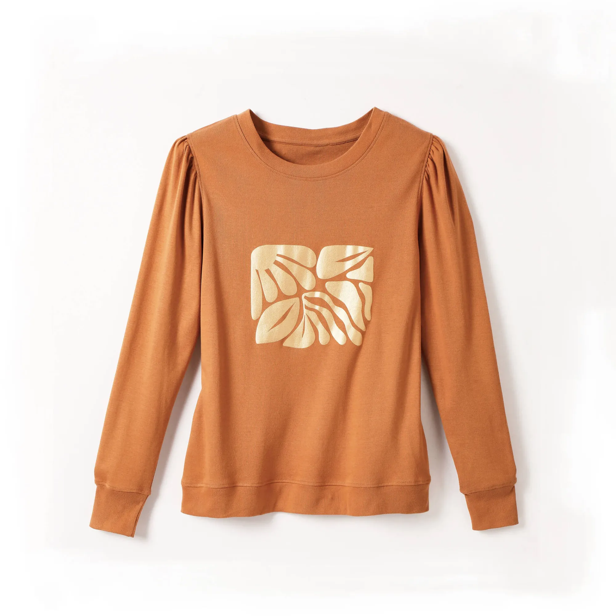 T-Shirt En Topje<Blancheporte T-shirt met lange mouwen, glanzende print karamel