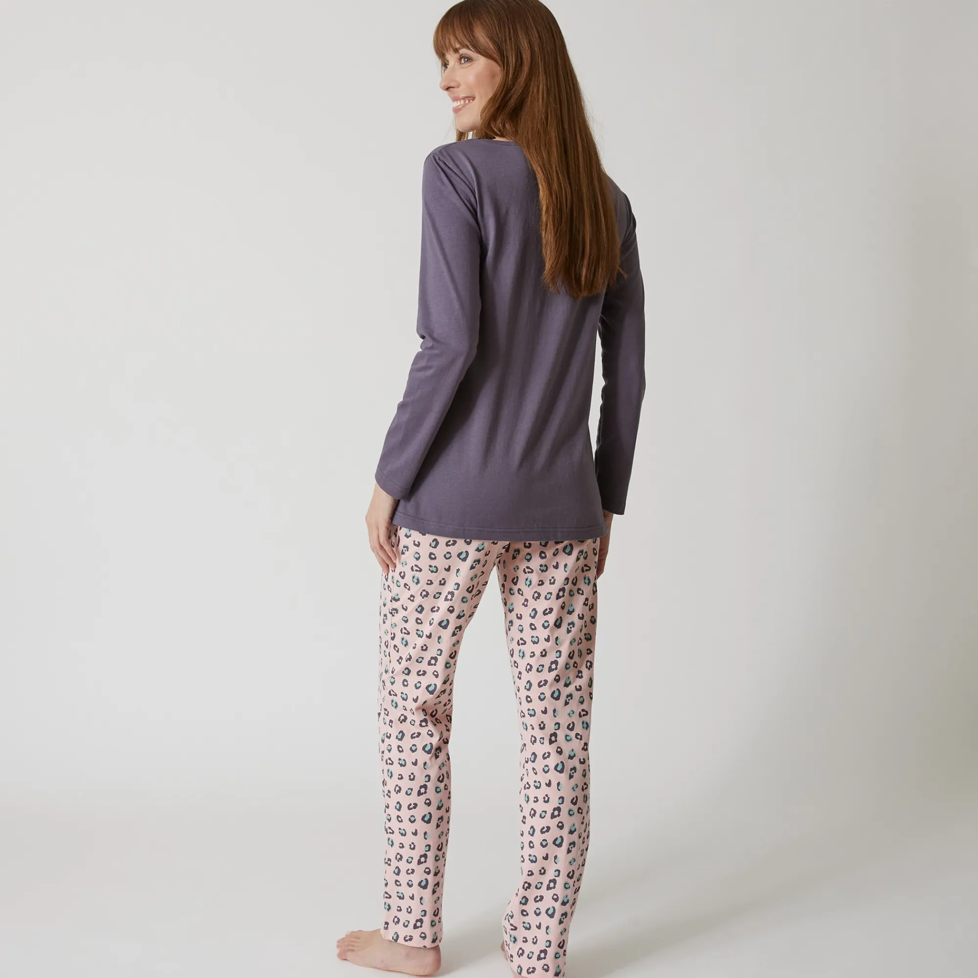Pyjama<Blancheporte T-shirt met lange mouwen in effen katoen geplaatste "Beautiful" print antracietgrijs