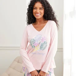 Pyjama<Blancheporte T-shirt met lange mouwen "Nature Sauvage" roze