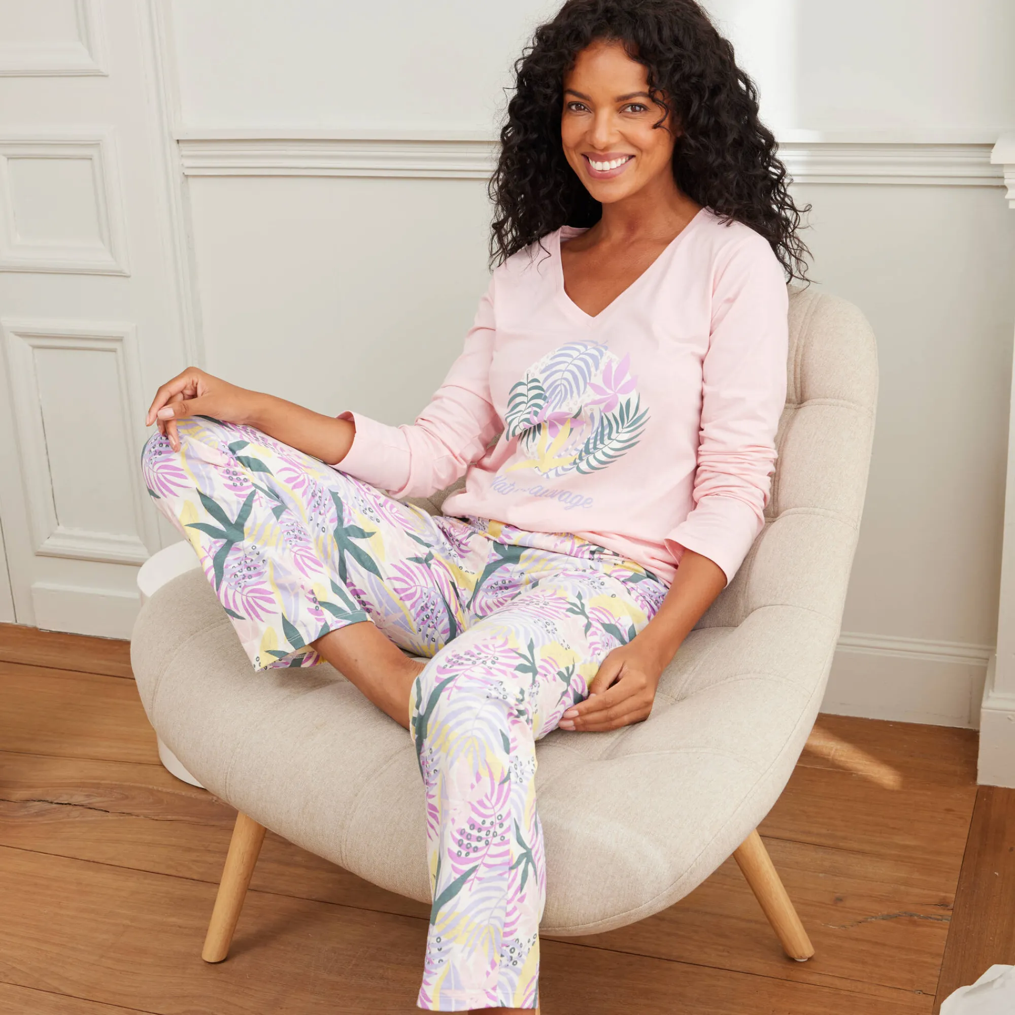 Pyjama<Blancheporte T-shirt met lange mouwen "Nature Sauvage" roze