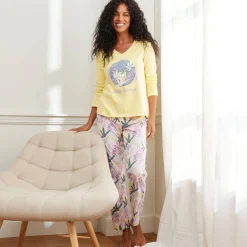 Pyjama<Blancheporte T-shirt met lange mouwen "Nature Sauvage" geel