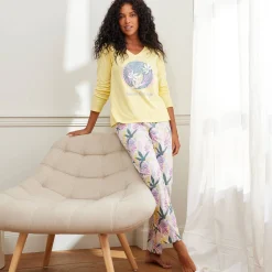 Pyjama<Blancheporte T-shirt met lange mouwen "Nature Sauvage" geel