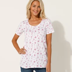 T-Shirt En Topje<Blancheporte T-shirt met letterprint wit / violine