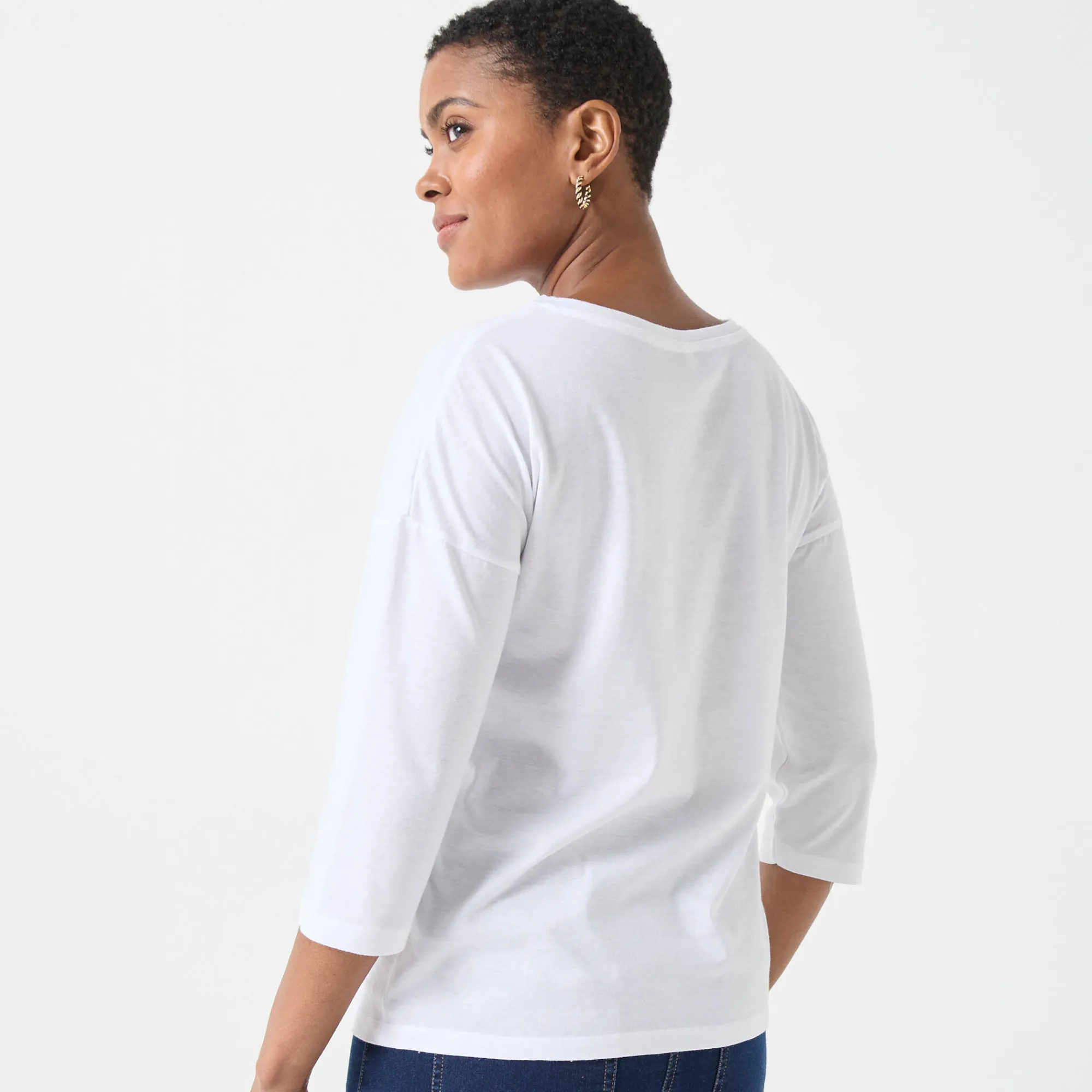 T-Shirt En Topje<Blancheporte T-shirt met loose volume en 3/4-mouwen wit