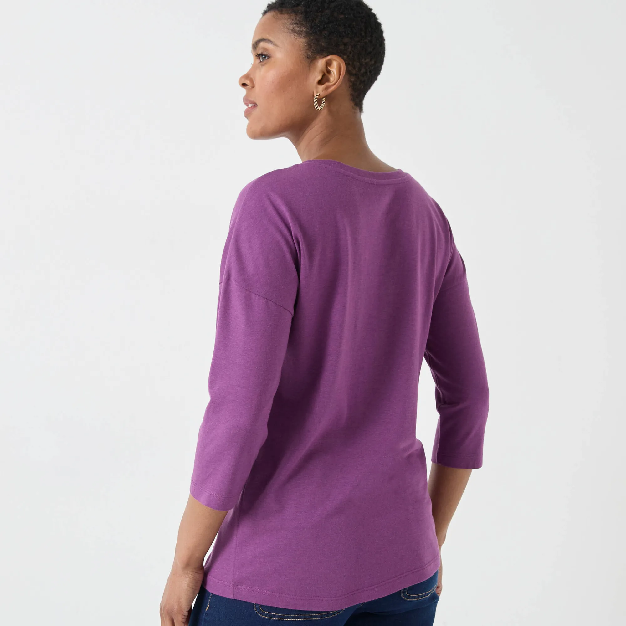 T-Shirt En Topje<Blancheporte T-shirt met loose volume en 3/4-mouwen paars