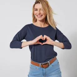 T-Shirt En Topje<Blancheporte T-shirt met loose volume en 3/4-mouwen marine