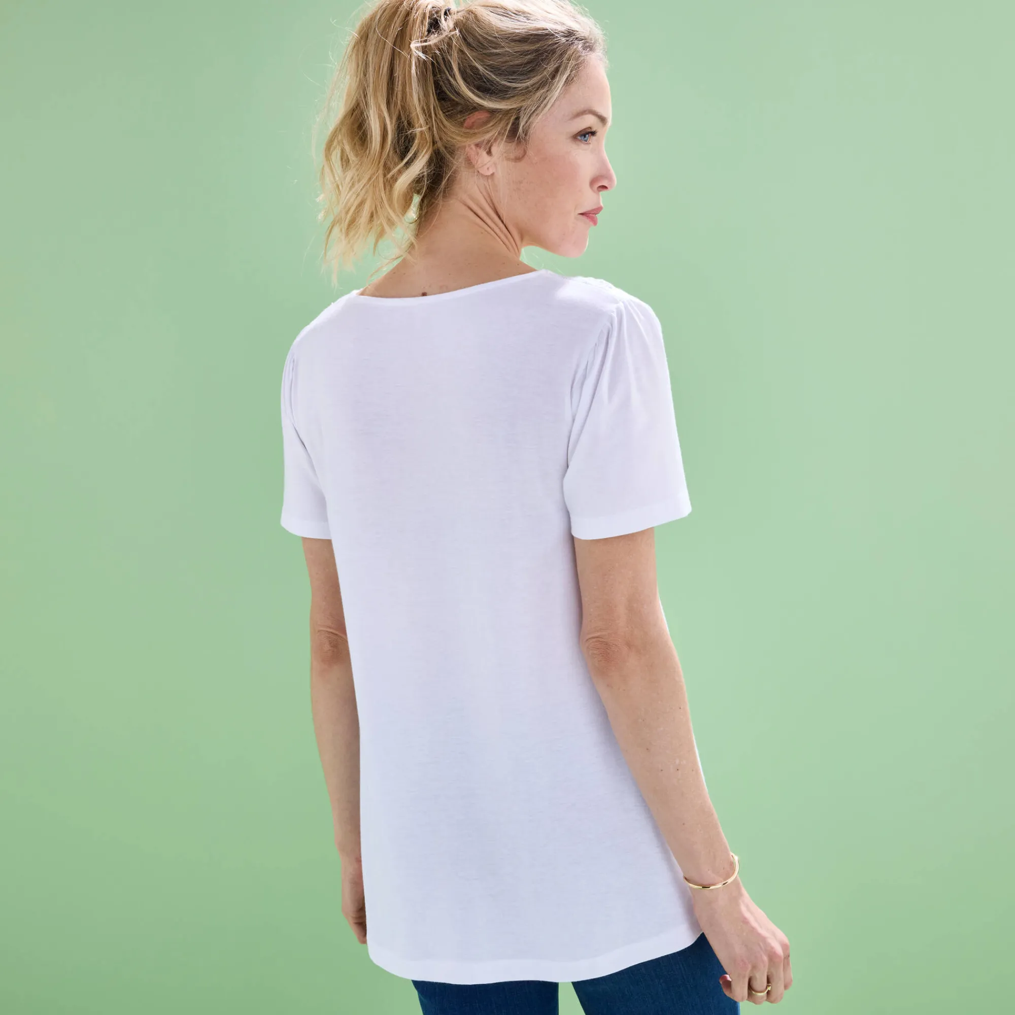 T-Shirt En Topje<Blancheporte T-shirt met macramé en korte mouwen wit