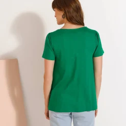 T-Shirt En Topje<Blancheporte T-shirt met macramé en korte mouwen muntgroen