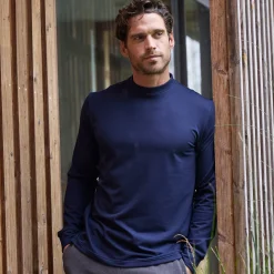 Ondergoed|T-Shirt, Hemd En Polo<Blancheporte T-shirt met opstaand kraagje, fleece binnenkant marine