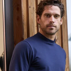 Ondergoed|T-Shirt, Hemd En Polo<Blancheporte T-shirt met opstaand kraagje, fleece binnenkant marine