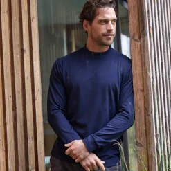 Ondergoed|T-Shirt, Hemd En Polo<Blancheporte T-shirt met opstaand kraagje, fleece binnenkant marine