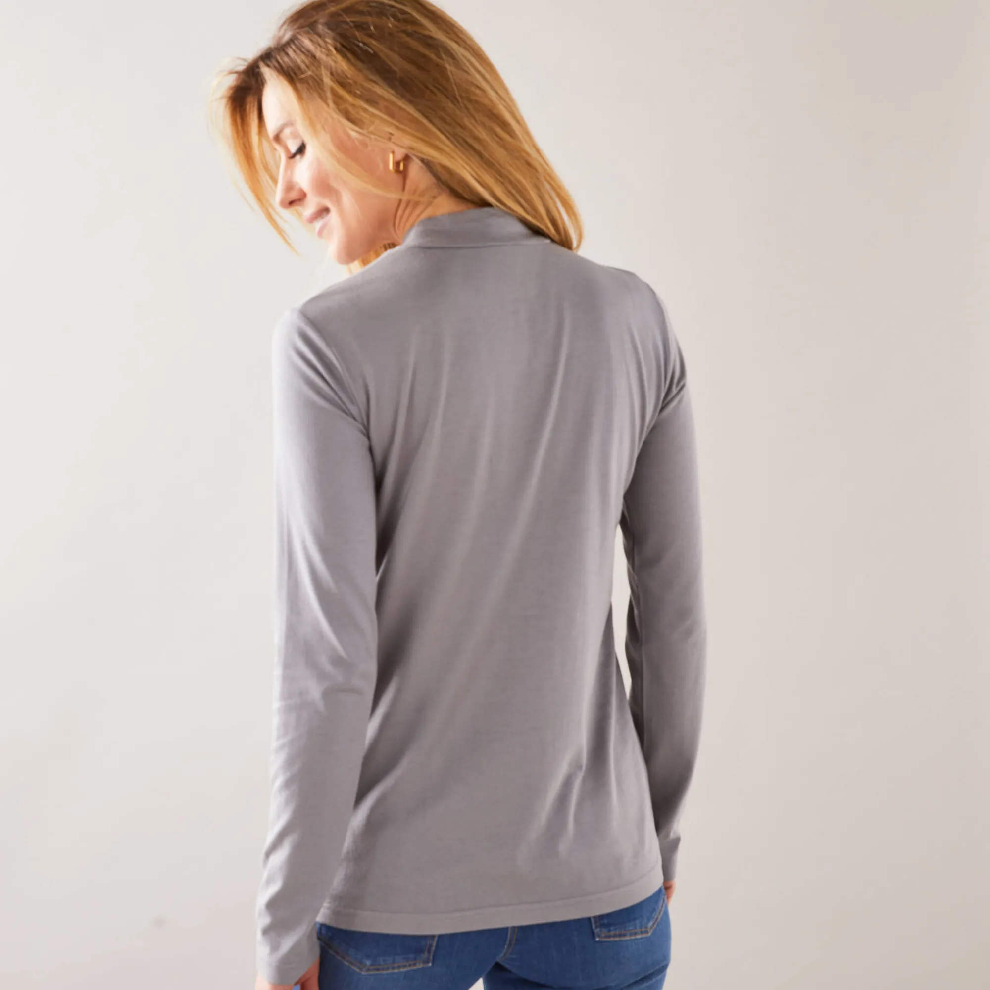 T-Shirt En Topje<Blancheporte T-shirt met opstaande hals en lange mouwen grijs
