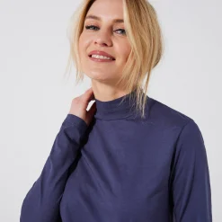 T-Shirt En Topje<Blancheporte T-shirt met opstaande hals en lange mouwen marine
